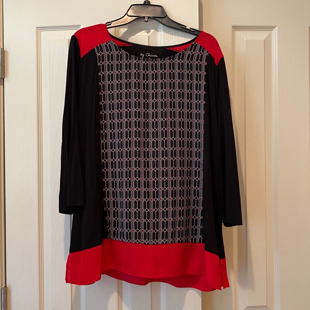 Chico’s Red & black tunic